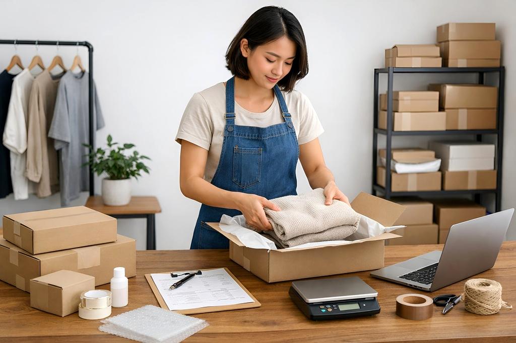 Retail store owner calculating profit margins